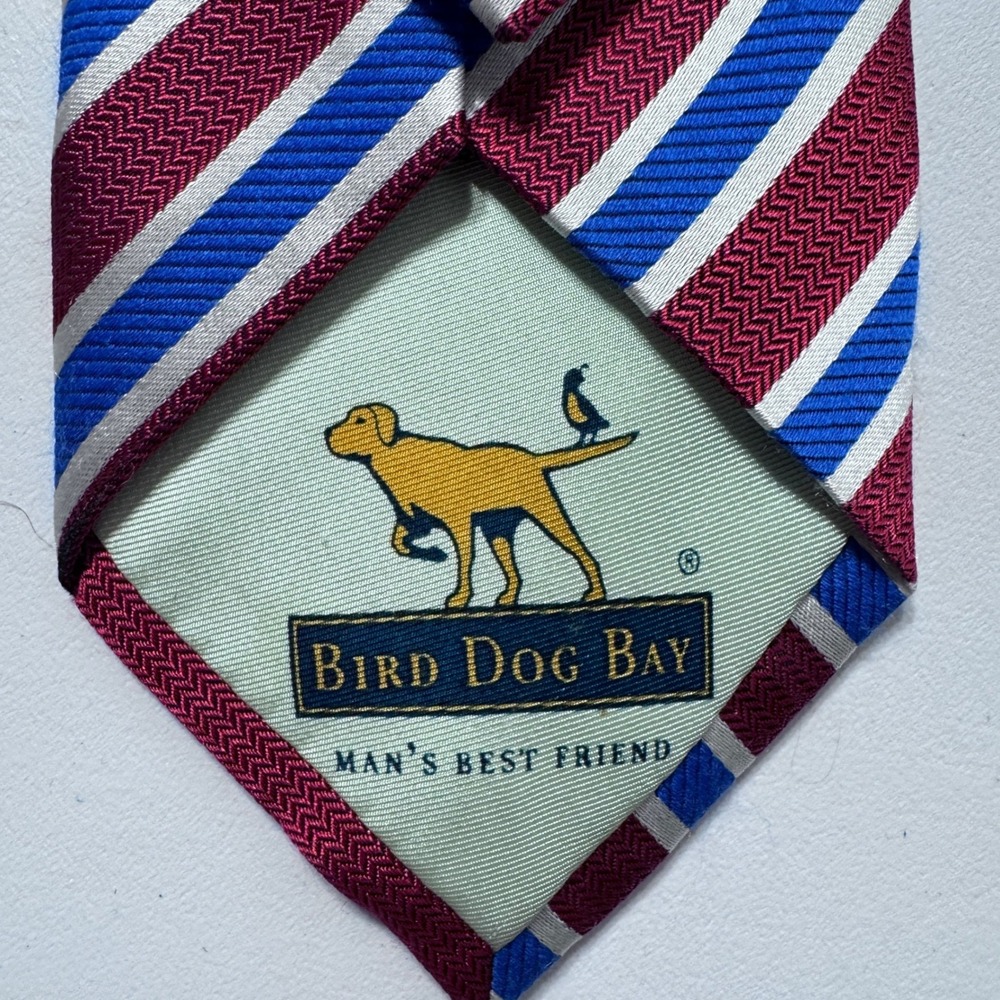 Bird Dog Bay Necktie Mens OS Red Blue Silk Wool Repp Stripe Preppy Classic